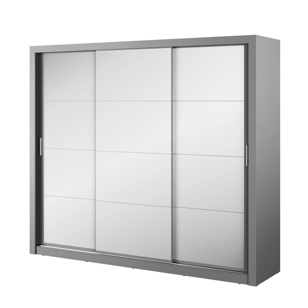 Ithaca Mirrored Wardrobe With 3 Sliding Doors In Grey