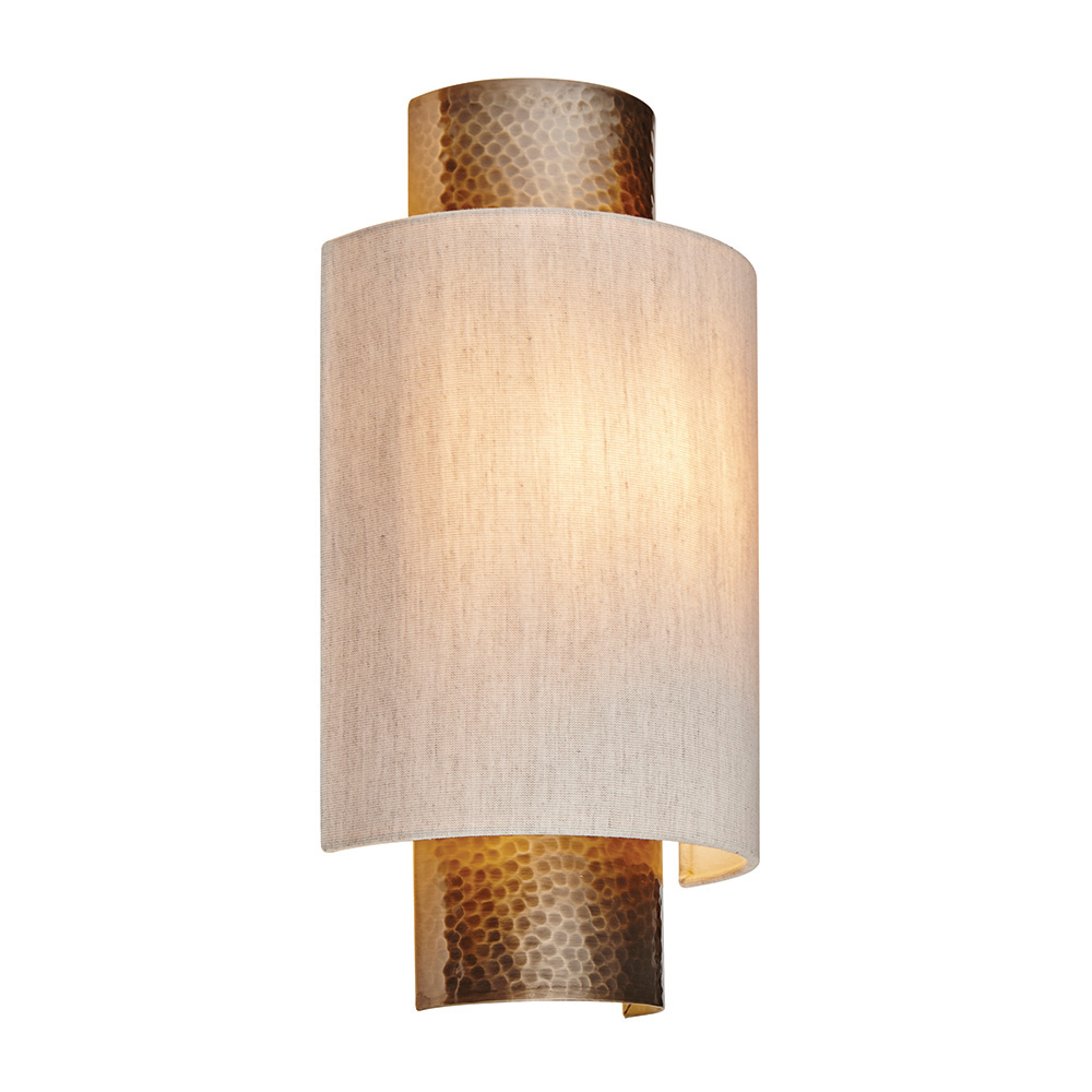 Ithaca Natural Fabric Wall Light In Bronze