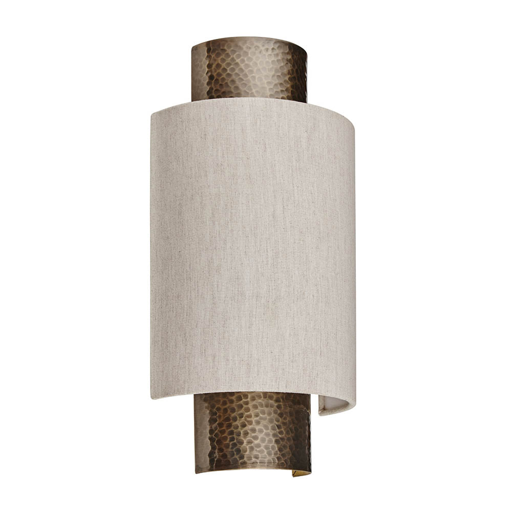 Ithaca Natural Fabric Wall Light In Bronze