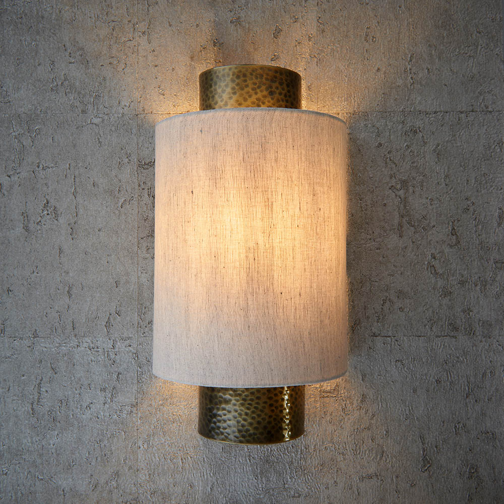 Read more about Ithaca natural fabric wall light in bronze