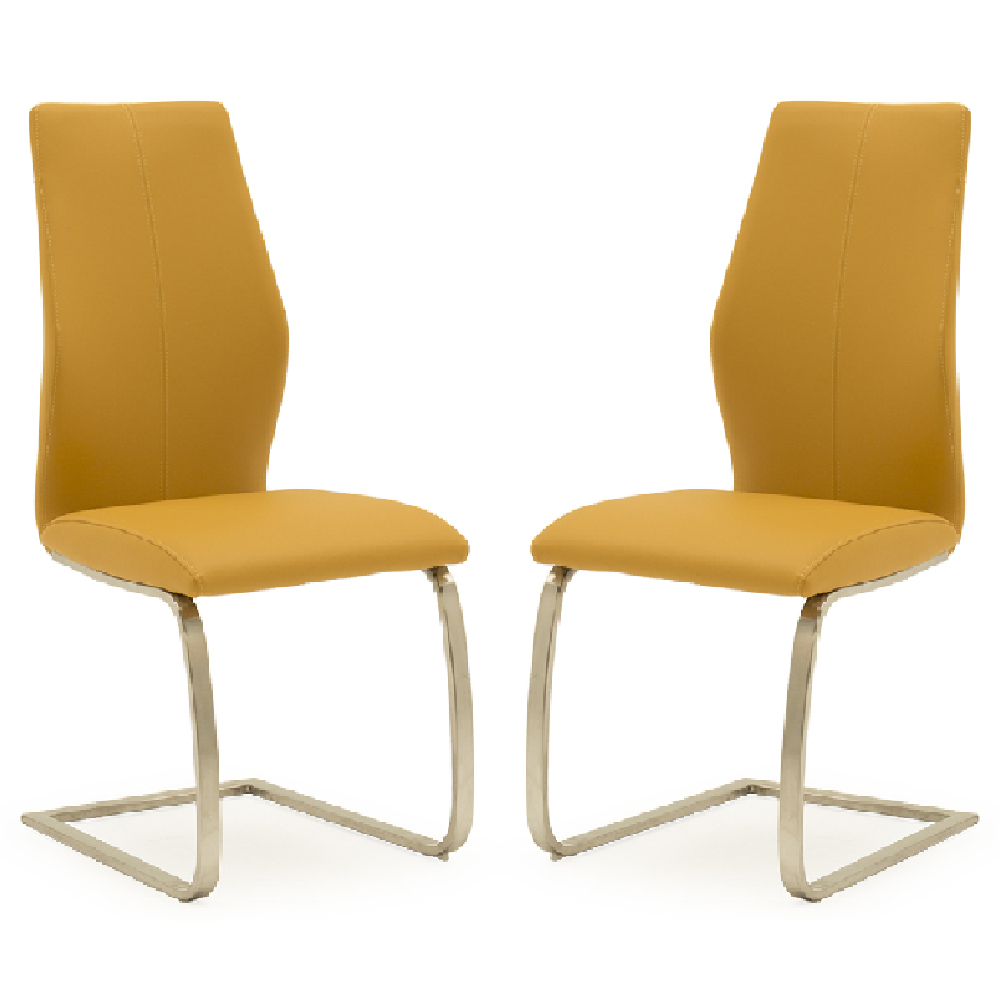 Read more about Ithaca pumpkin faux leather dining chairs chrome base in pair