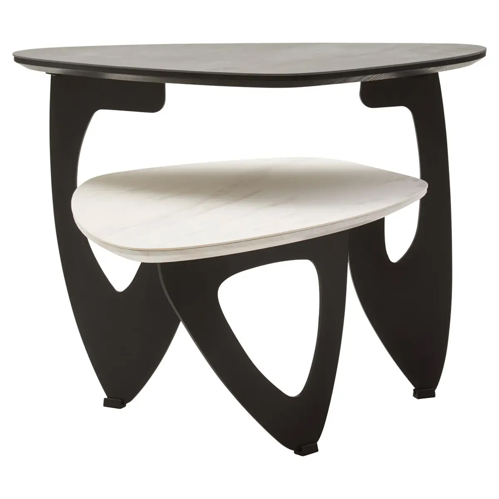 Ithaca Small Ceramic Top Nesting Coffee Table In Grey And White