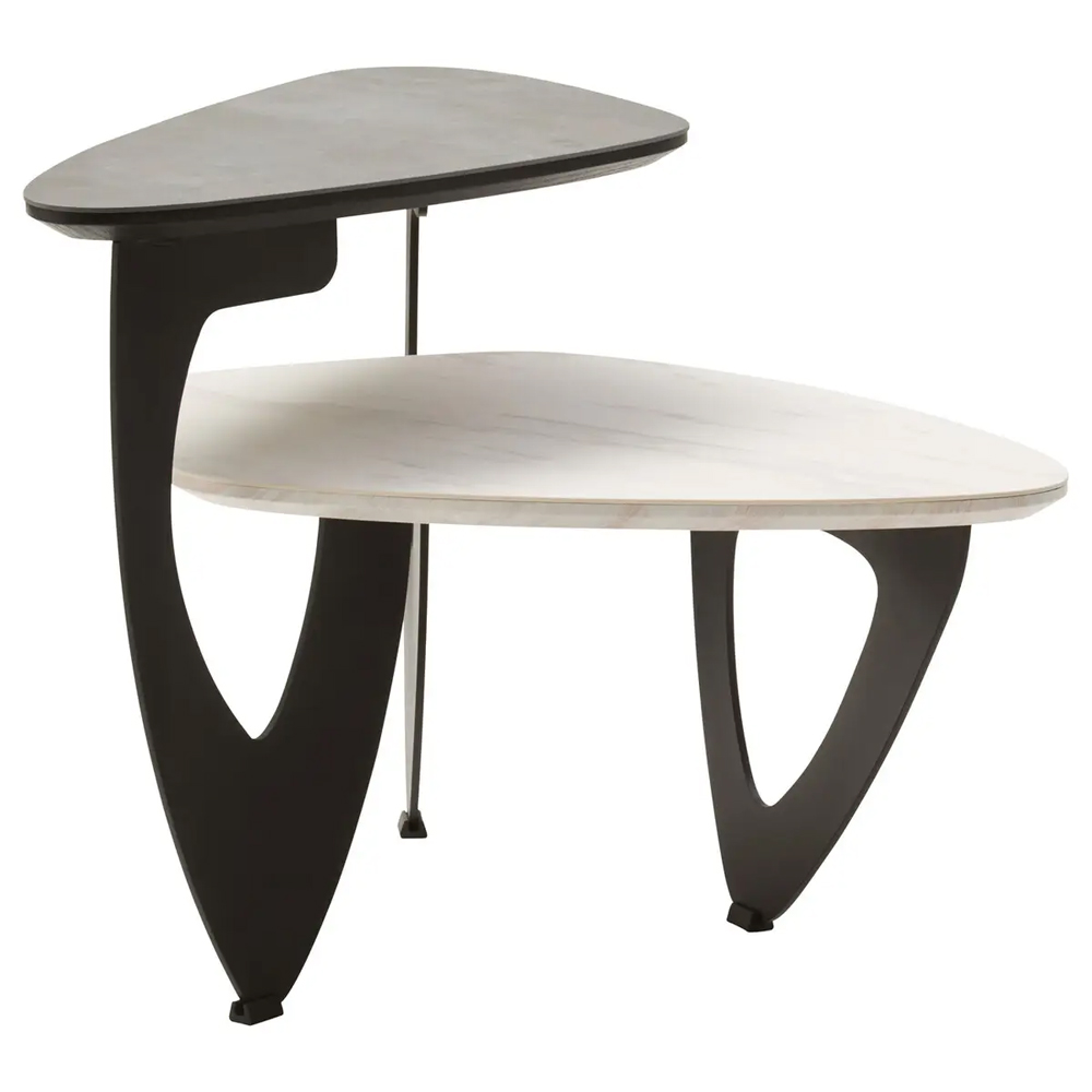 Ithaca Small Ceramic Top Nesting Coffee Table In Grey And White