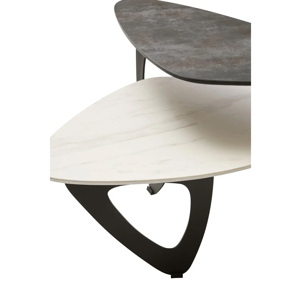 Ithaca Small Ceramic Top Nesting Coffee Table In Grey And White