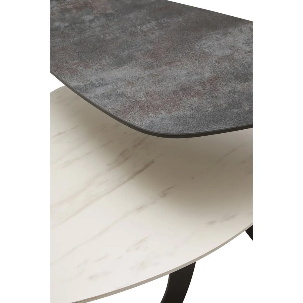 Ithaca Small Ceramic Top Nesting Coffee Table In Grey And White