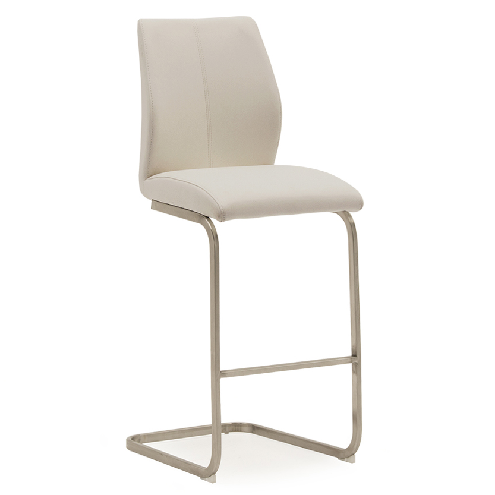 Ithaca Taupe Faux Leather Bar Chairs With Chrome Base In Pair