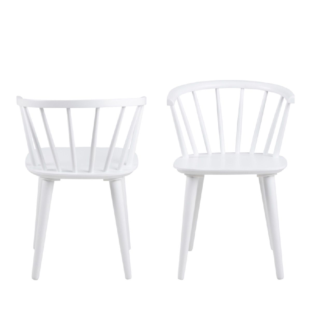 Ithaca White Wooden Dining Chairs In Pair