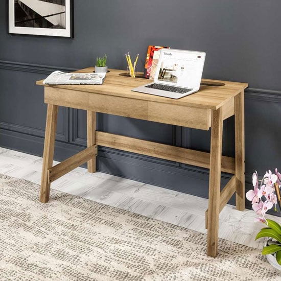 Product photograph of Ithaca Wooden Laptop Desk In Riviera Oak from Furniture in Fashion