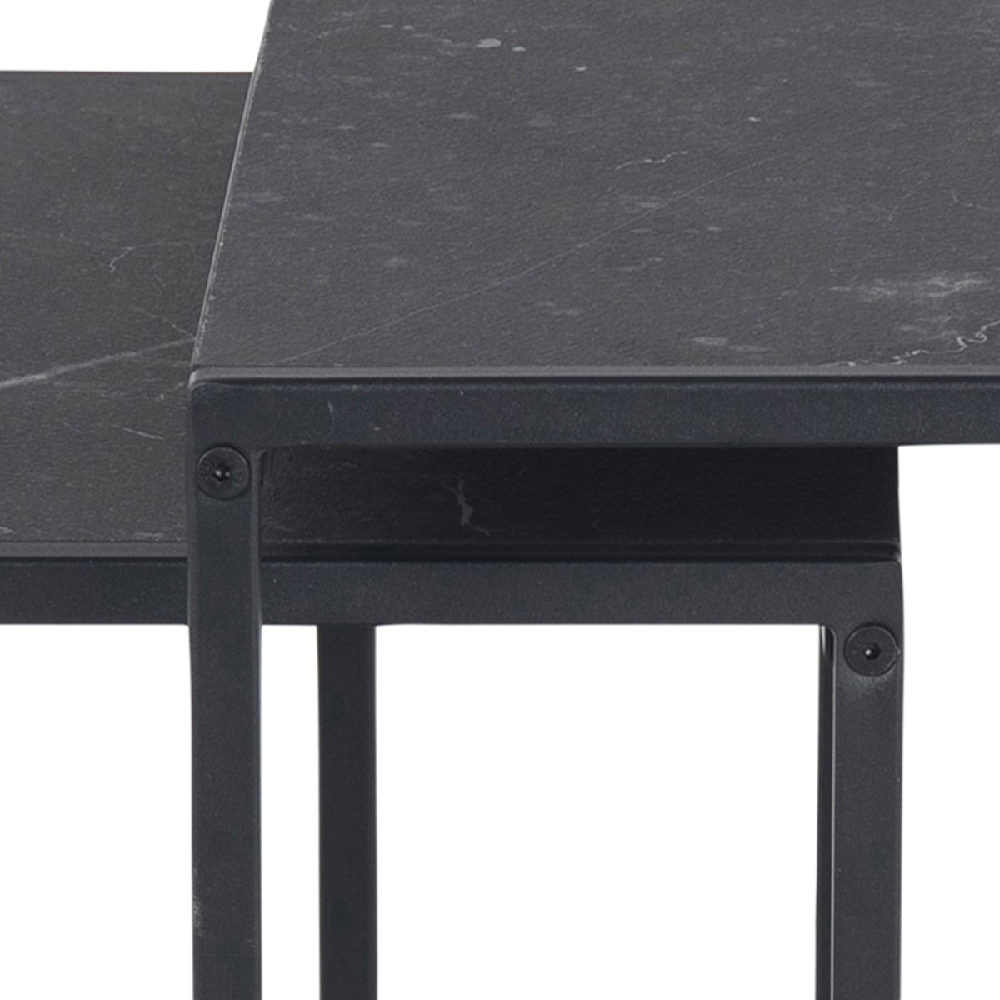 Ithaca Wooden Nest Of 2 Tables In Black Marble Effect