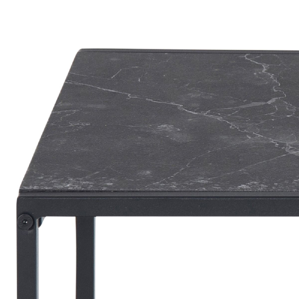 Ithaca Wooden Nest Of 2 Tables In Black Marble Effect