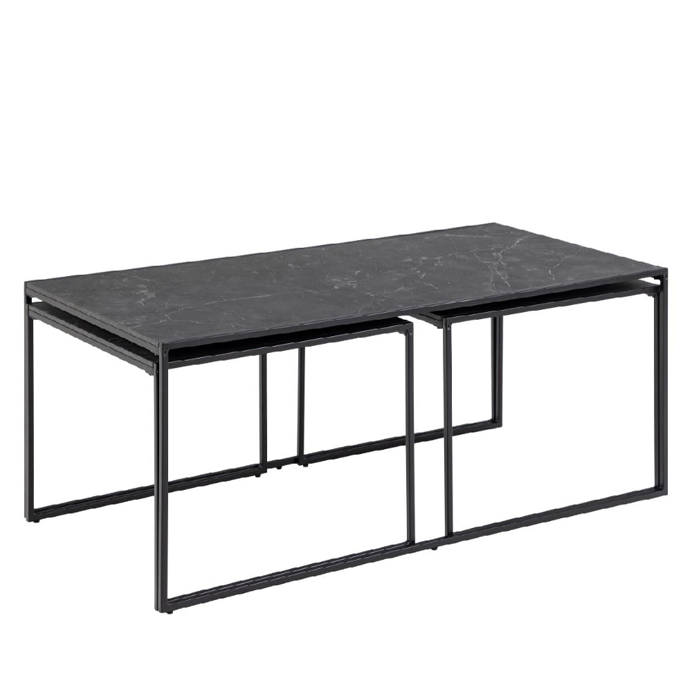 Ithaca Wooden Nesting Coffee Tables In Black Marble Effect