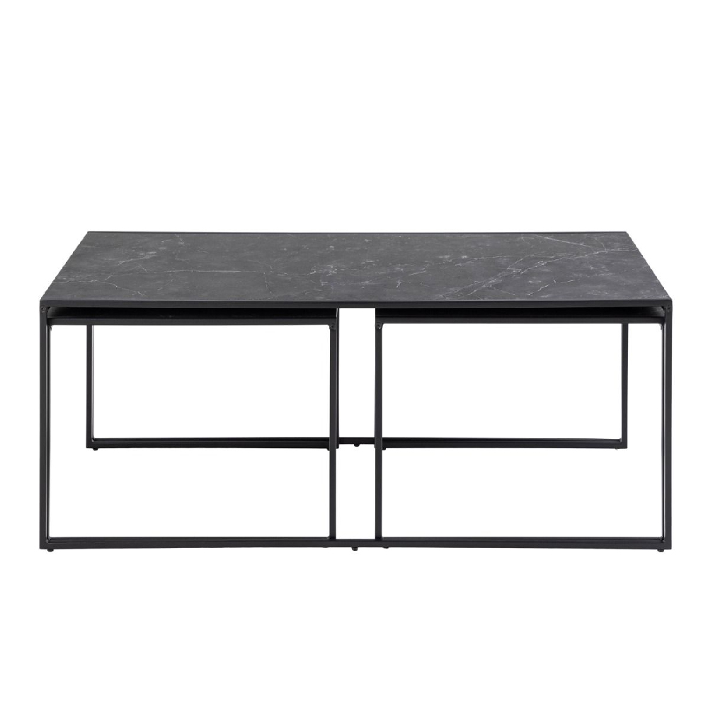 Ithaca Wooden Nesting Coffee Tables In Black Marble Effect