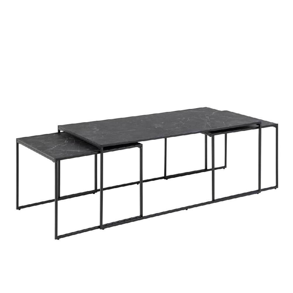 Ithaca Wooden Nesting Coffee Tables In Black Marble Effect