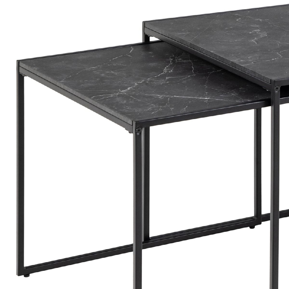 Ithaca Wooden Nesting Coffee Tables In Black Marble Effect
