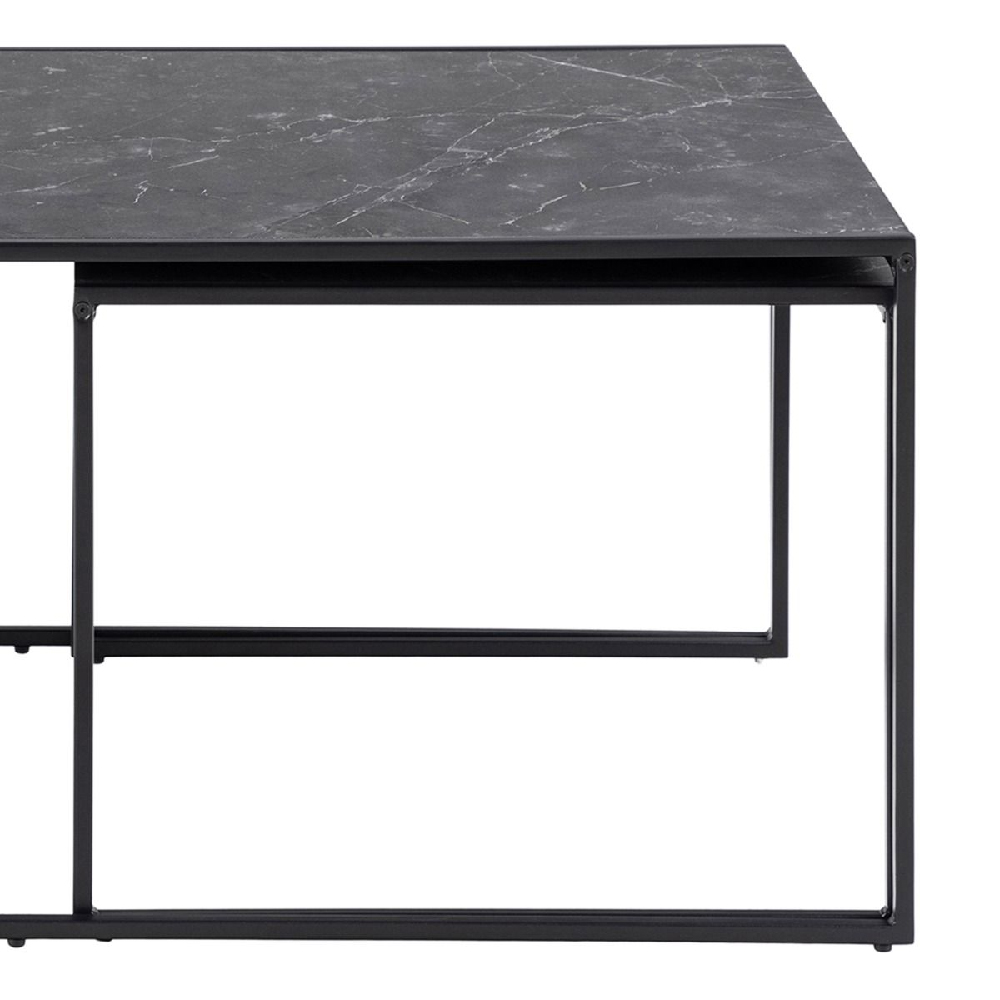 Ithaca Wooden Nesting Coffee Tables In Black Marble Effect