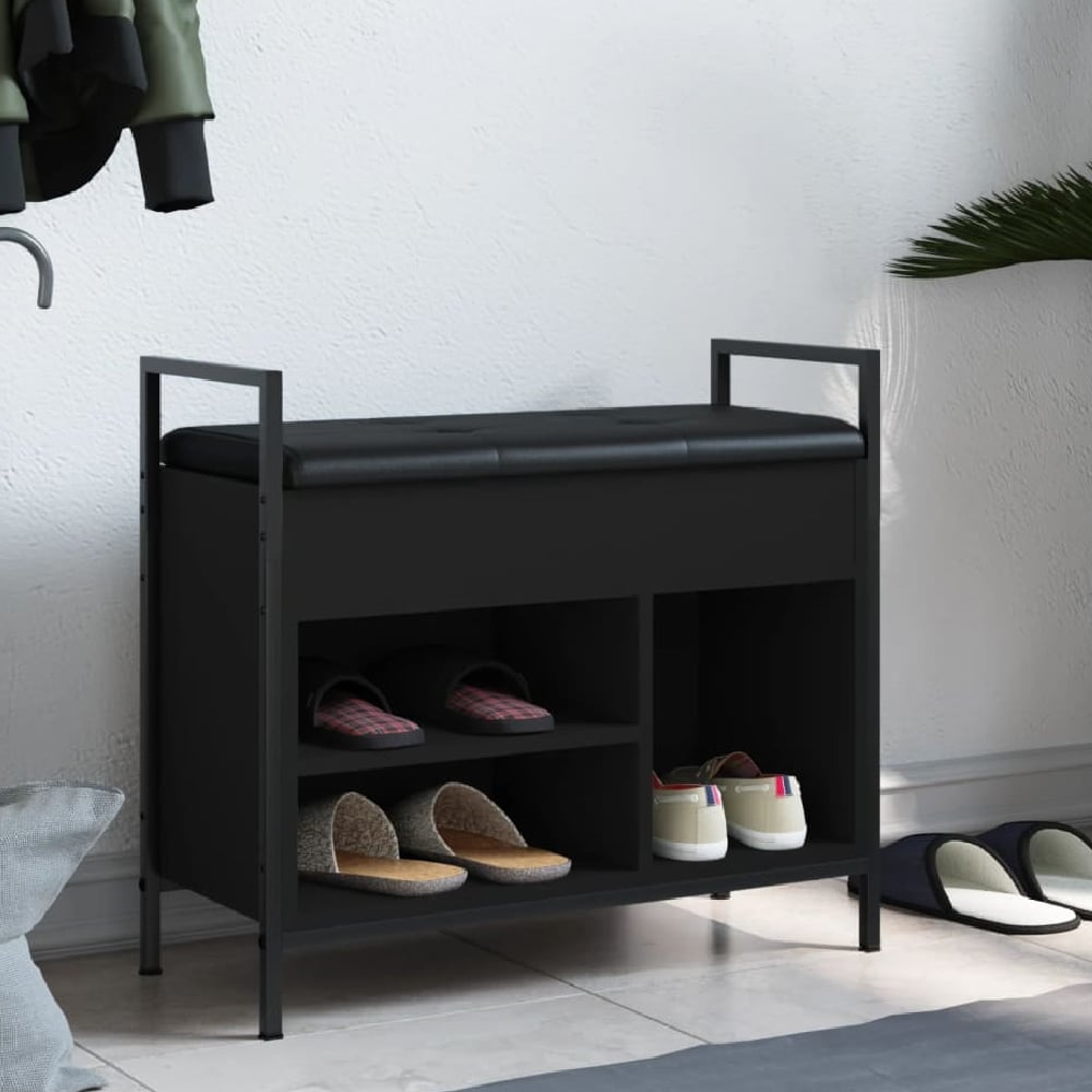 Read more about Ithaca wooden shoe bench with 3 shelves in black