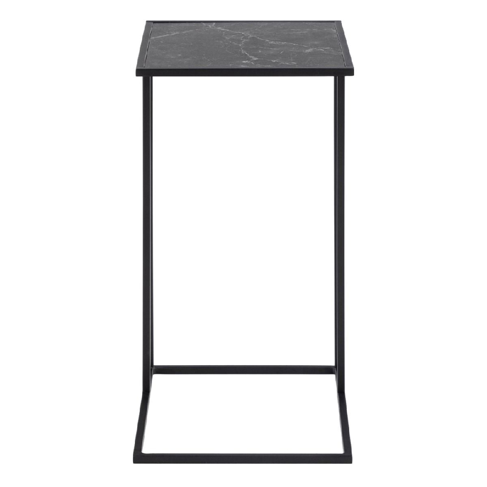 Ithaca Wooden Side Table In Black Marble Effect