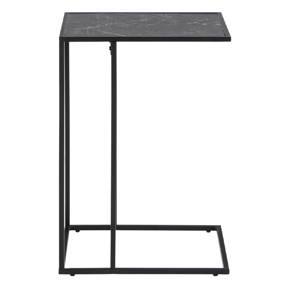 Ithaca Wooden Side Table In Black Marble Effect
