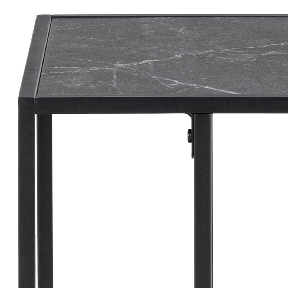 Ithaca Wooden Side Table In Black Marble Effect
