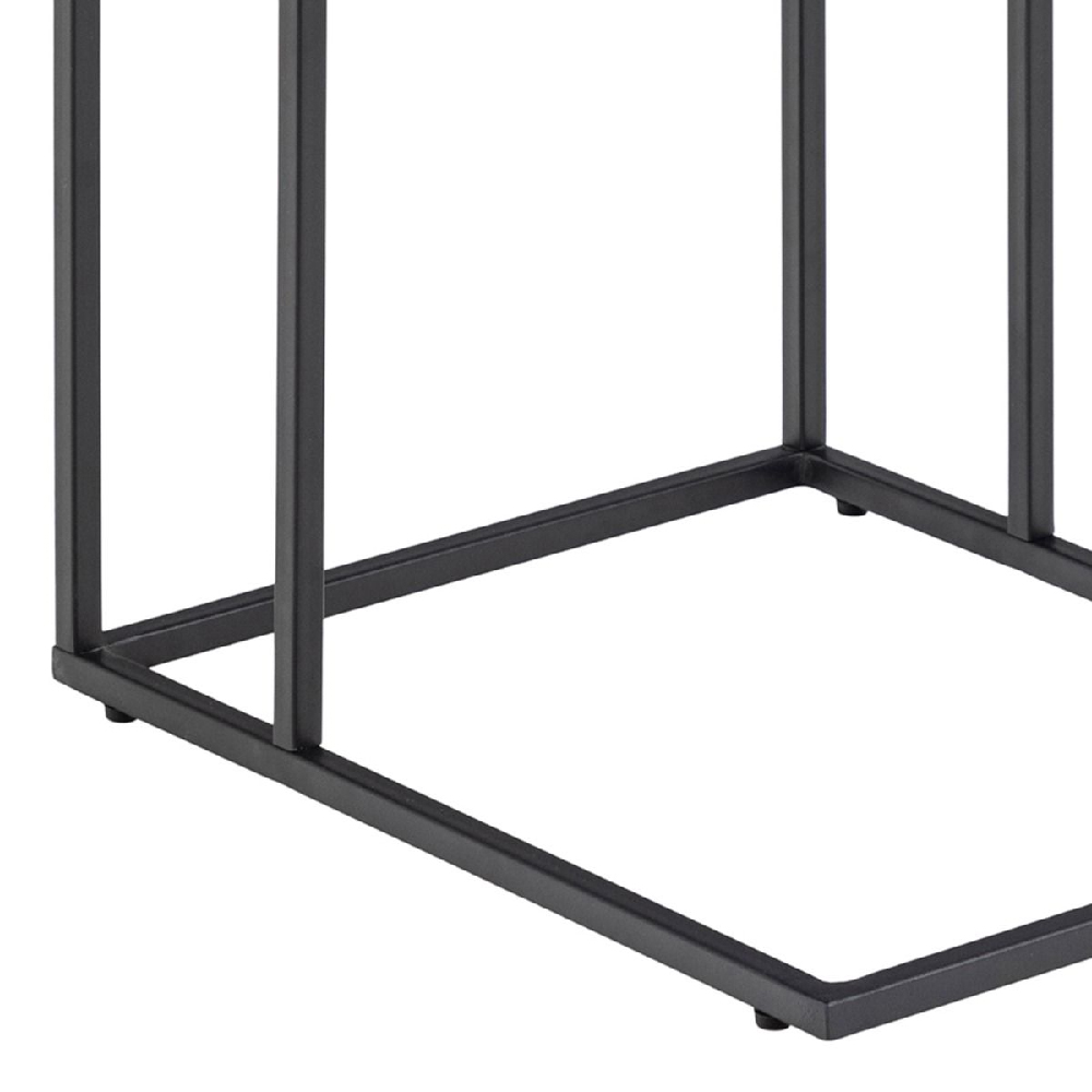 Ithaca Wooden Side Table In Black Marble Effect