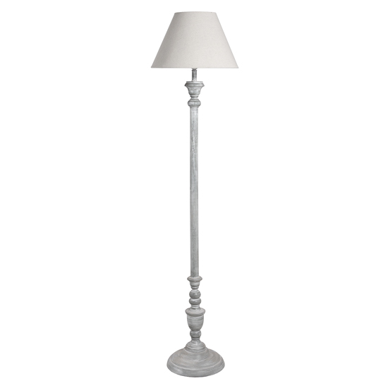 Ithacans Wooden Floor Lamp In Grey With Beige Linen Shade_2