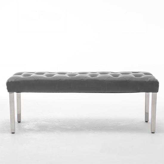 Ithana Faux Leather Dining Bench In Grey Furniture in Fashion