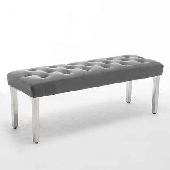 Ithana Faux Leather Dining Bench In Grey