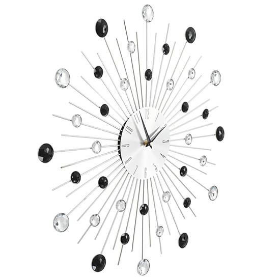 Itotia Round Quartz Movement Wall Clock In Silver And Black