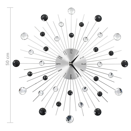 Itotia Round Quartz Movement Wall Clock In Silver And Black