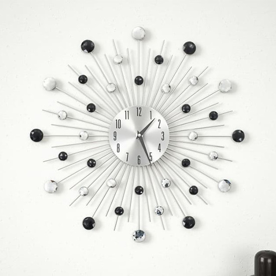 Itotia Round Quartz Movement Wall Clock In Silver And Black Furniture