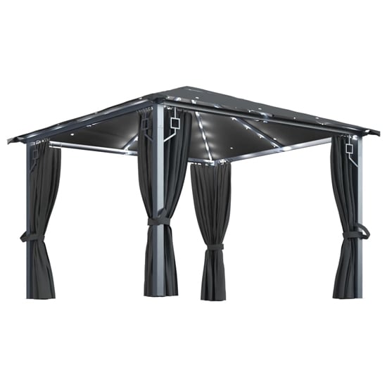 Ivan 3m x 3m Gazebo With Anthracite Curtain And LED Lights