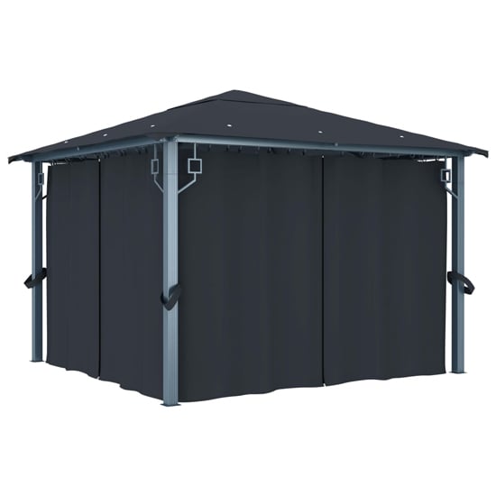 Ivan 3m x 3m Gazebo With Anthracite Curtain And LED Lights