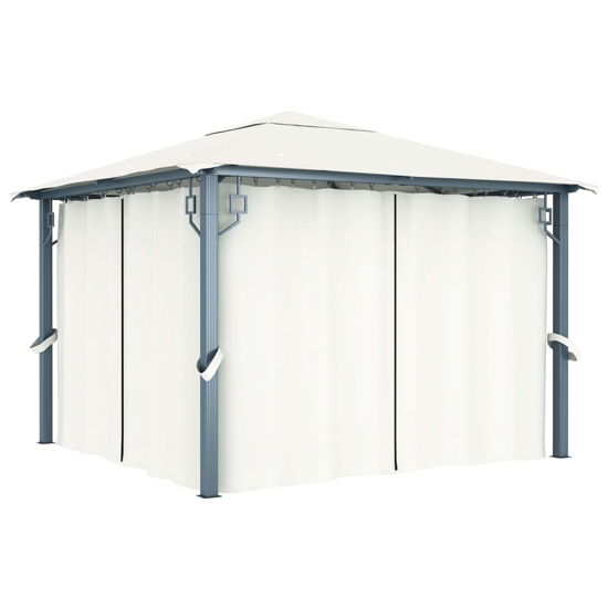 Ivan 3m x 3m Gazebo With Cream Curtain And LED Lights