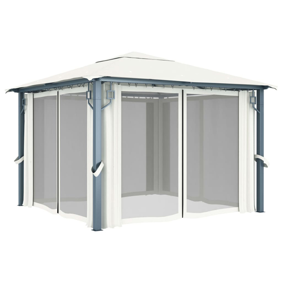 Ivan 3m x 3m Gazebo With Cream Curtain And LED Lights