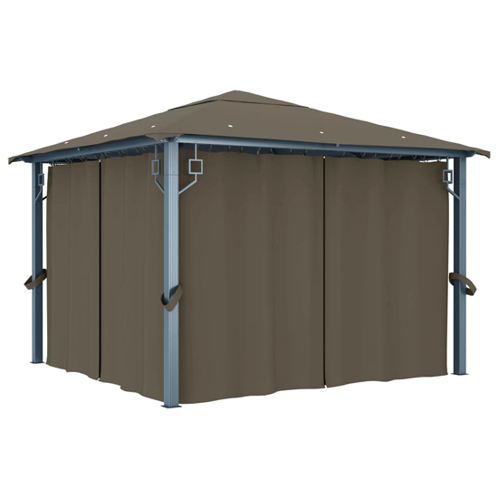Ivan 3m x 3m Gazebo With Taupe Curtain And LED Lights