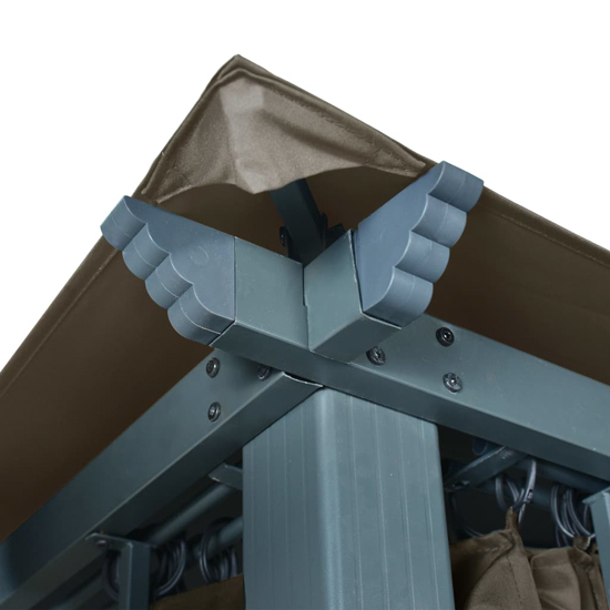 Ivan 3m x 3m Gazebo With Taupe Curtain And LED Lights