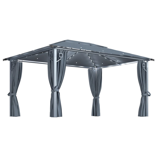 Ivan 4m x 3m Gazebo With Anthracite Curtain And LED Lights
