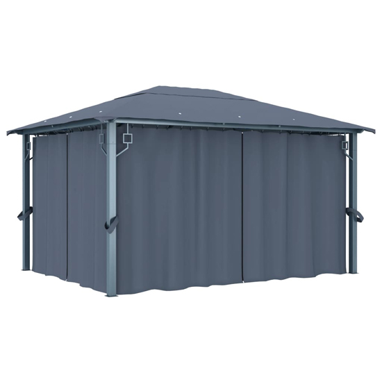 Ivan 4m x 3m Gazebo With Anthracite Curtain And LED Lights