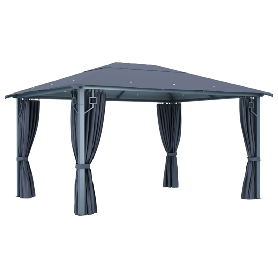 Ivan 4m x 3m Gazebo With Anthracite Curtain And LED Lights