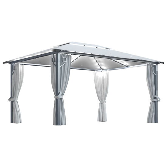 Ivan 4m x 3m Gazebo With Cream Curtain And LED Lights