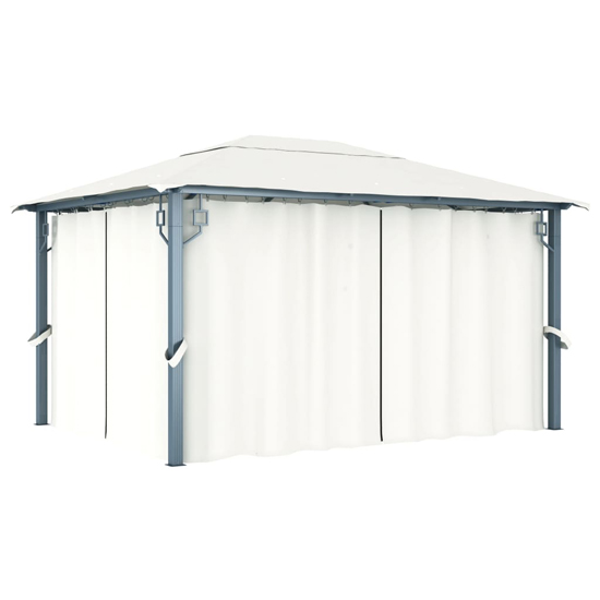 Ivan 4m x 3m Gazebo With Cream Curtain And LED Lights