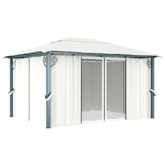 Ivan 4m x 3m Gazebo With Cream Curtain And LED Lights