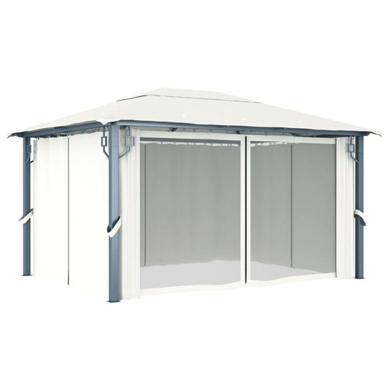 Ivan 4m x 3m Gazebo With Cream Curtain And LED Lights