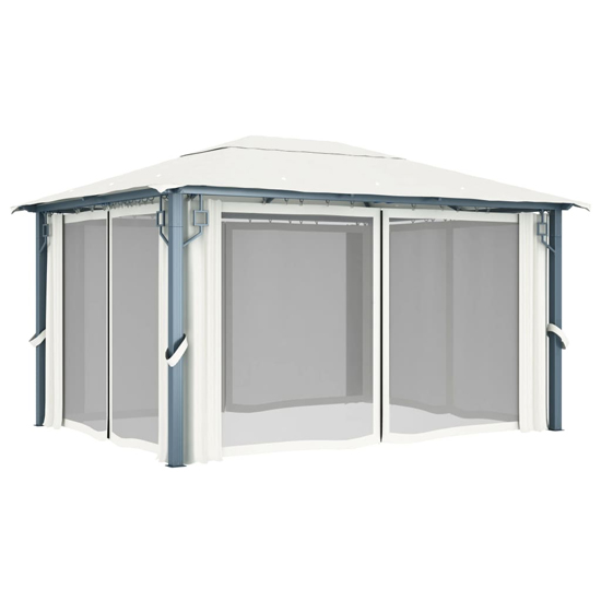 Ivan 4m x 3m Gazebo With Cream Curtain And LED Lights