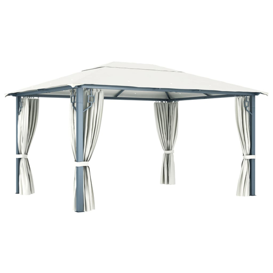 Ivan 4m x 3m Gazebo With Cream Curtain And LED Lights