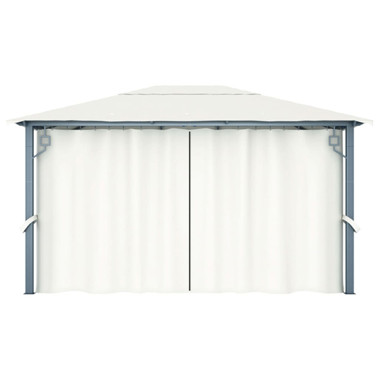 Ivan 4m x 3m Gazebo With Cream Curtain And LED Lights