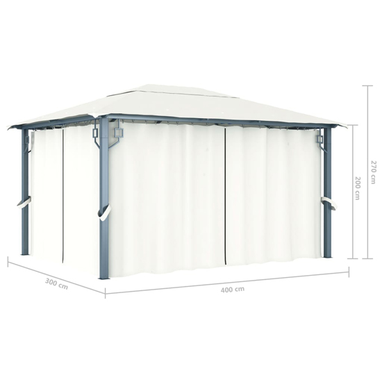 Ivan 4m x 3m Gazebo With Cream Curtain And LED Lights