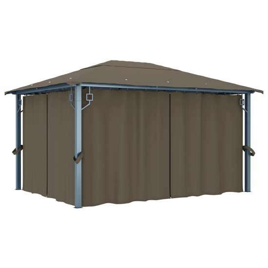 Ivan 4m x 3m Gazebo With Taupe Curtain And LED Lights
