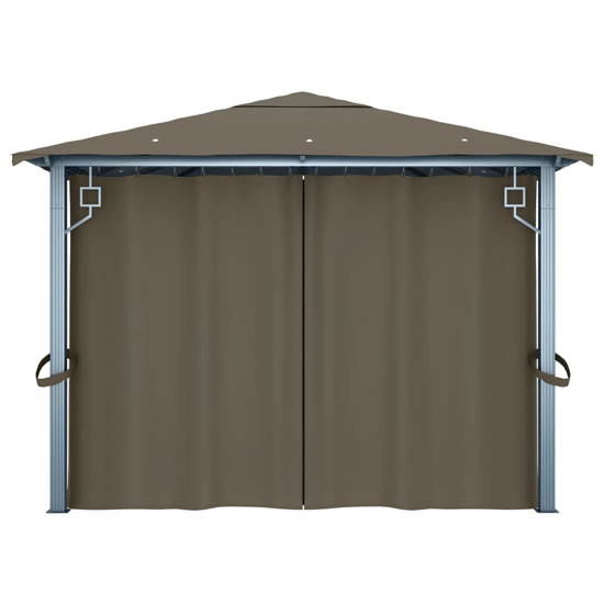 Ivan 4m x 3m Gazebo With Taupe Curtain And LED Lights