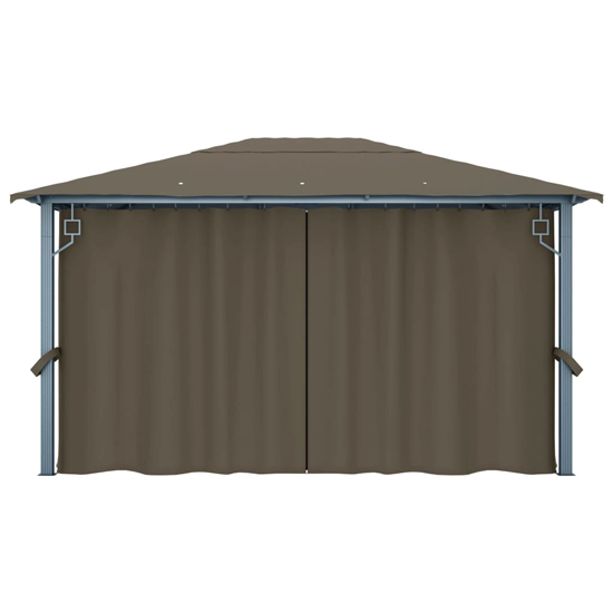 Ivan 4m x 3m Gazebo With Taupe Curtain And LED Lights
